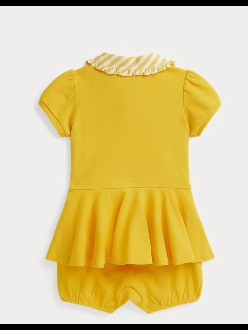 Ralph Lauren Yellow Striped-Collar Polo Peplum Romper 18m